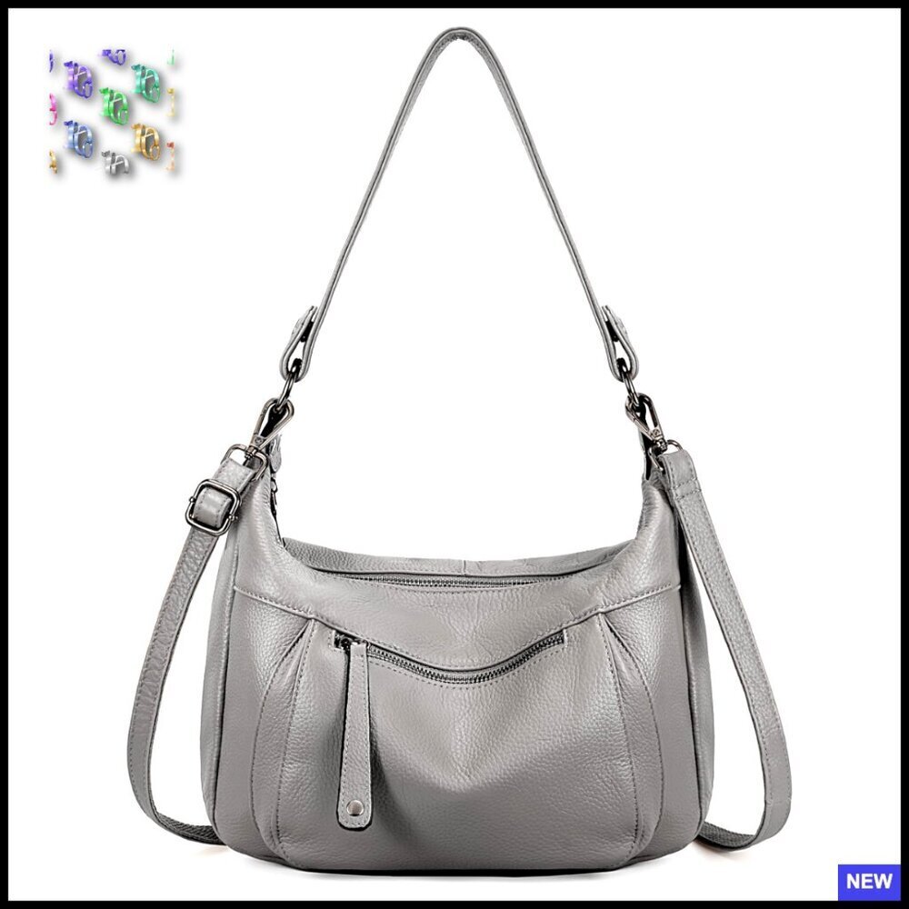 Genuine Cowhide Leather Shoulder Bag Convertible Handbag Purse Chic Versatile